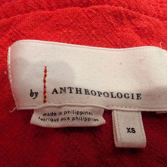 Anthropologie Rompers Constance Red Wide-Leg Overalls Linen Bland XS Relaxed Fit - Picture 7 of 10